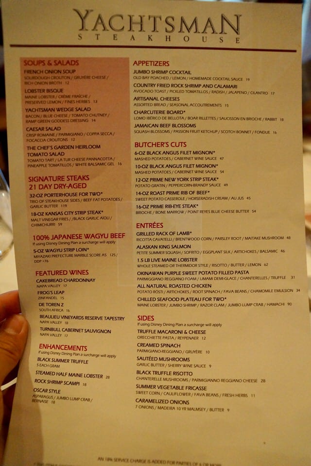 yachtsman steakhouse dinner menu