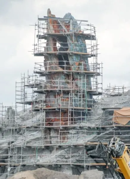 Themed Roofs and Painted Spires Star Wars Galaxy's Edge spire under construction