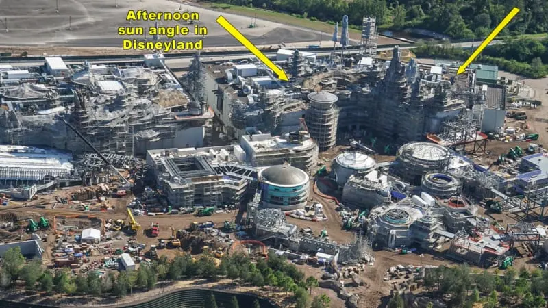 Star Wars Galaxy's Edge Construction Update October 2018 millennium falcon sun angle