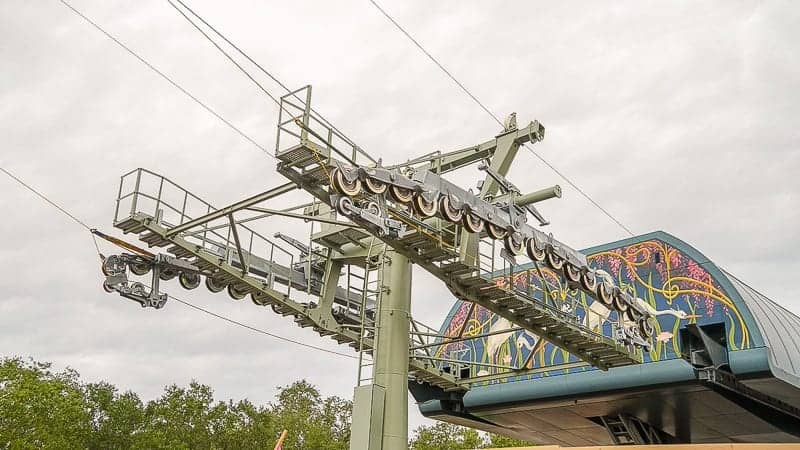 Disney Skyliner Gondola Construction Update December 2018 cable installation epcot station