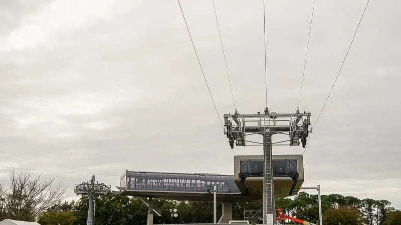Disney Skyliner Gondola Construction Update December 2018 cable installation turn station