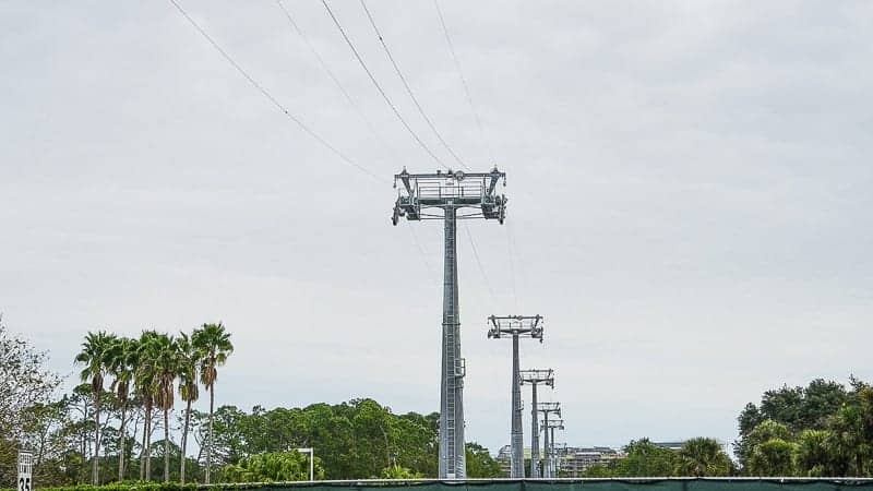 Disney Skyliner Gondola Construction Update December 2018 cable installation turn station towers