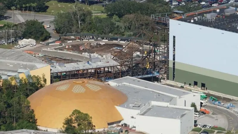 Guardians of the Galaxy Coaster Epcot Update December 2018 tunnel aerial view