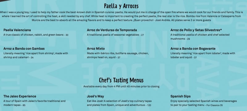 Jaleo Disney Springs Full Menu Food