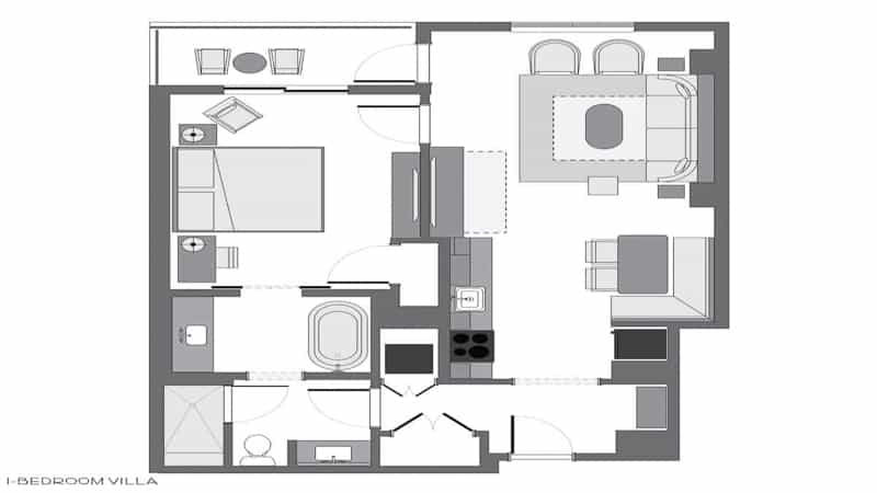 First Look at Disney's Riviera Resort Rooms 1 bedroom floor plan