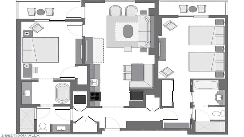 First Look at Disney's Riviera Resort Rooms 2 bedroom grand villa floor plan