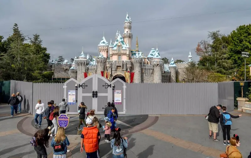 project stardust Disneyland sleeping beauty castle behind construction walls