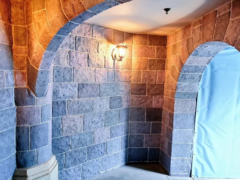 Sleeping Beauty Castle refurbishment updates Disneyland work in hallway