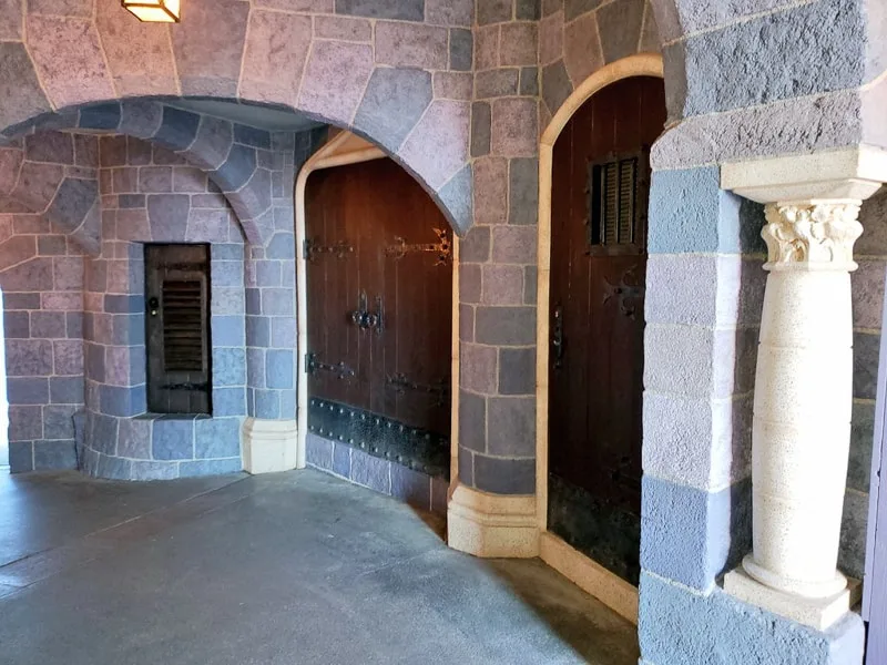 Sleeping Beauty Castle refurbishment updates Disneyland stone work in hallway