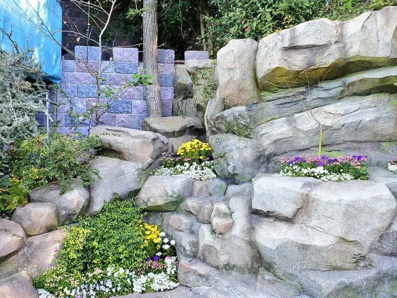 Sleeping Beauty Castle refurbishment updates Disneyland  walls in the back