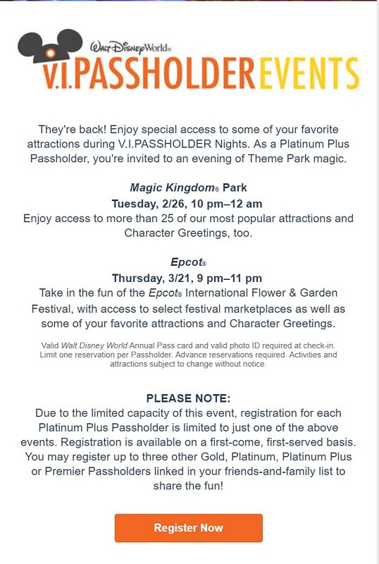 V.I.PASSHOLDER Nights Events Returning info