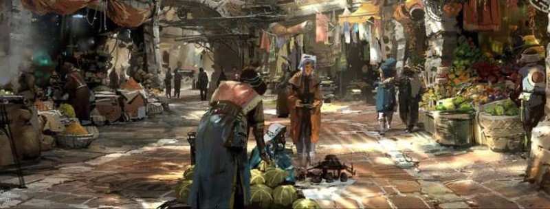 Star Wars Galaxy's Edge concept art marketplace