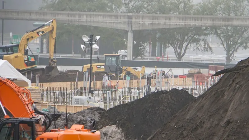 Tron Roller Coaster Construction Update February 2019 Magic Kingdom foundation pipes