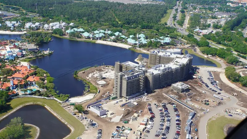 Disney Skyliner Gondola construction update March 2019 Aerial of Riviera Resort