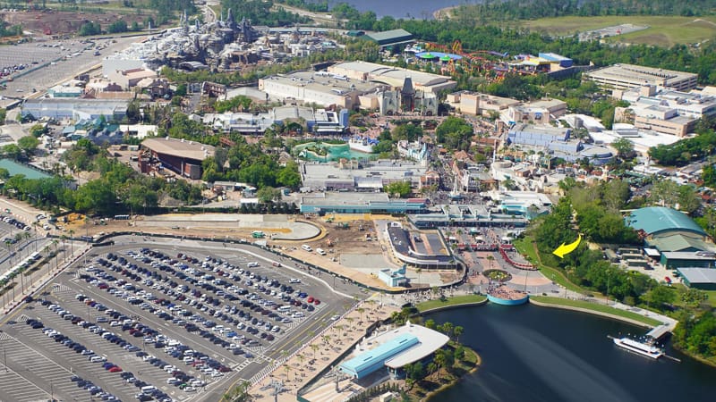 Hollywood Studios Parking Lot construction update March 2019 above Hollywood Studios