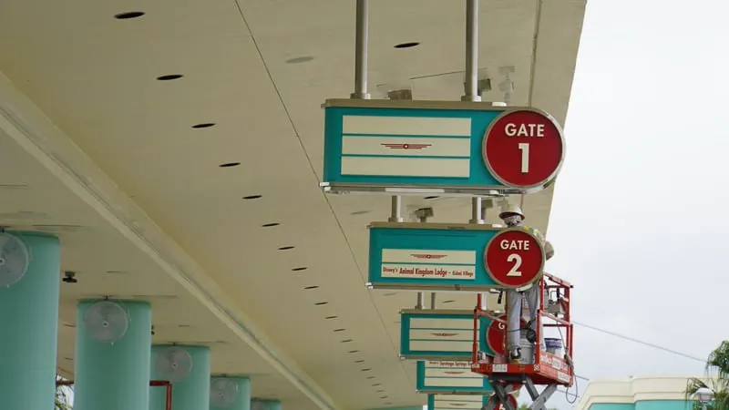 Hollywood Studios Parking Lot construction update March 2019 bus station signs