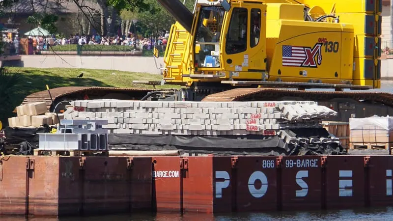 Illuminations replacement Epcot Forever construction update March 2019 mats going in World Showcase Lagoon