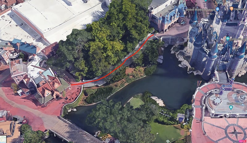 pathway widened behind Cinderella Castle magic kingdom