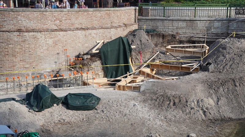 foundations in place for Cinderella Castle Pathway widening Magic Kingdom 