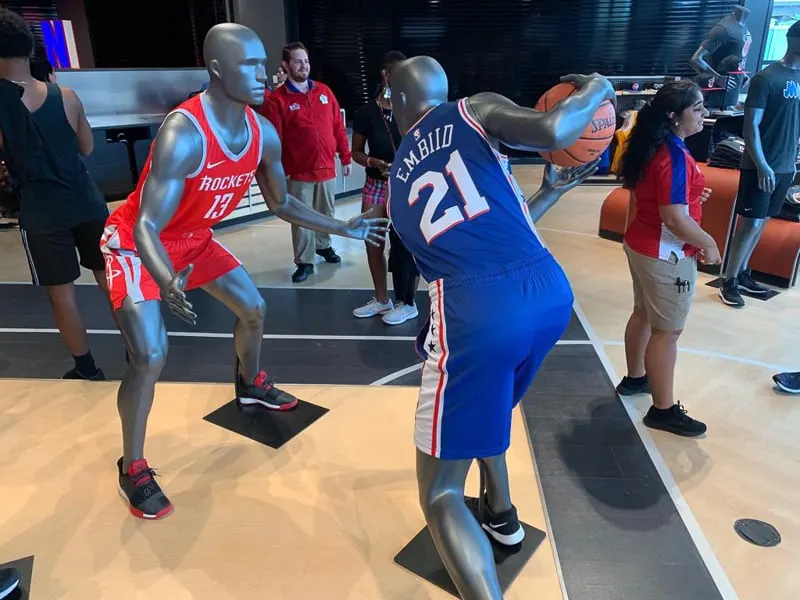 NBA Experience Store mannequins playing