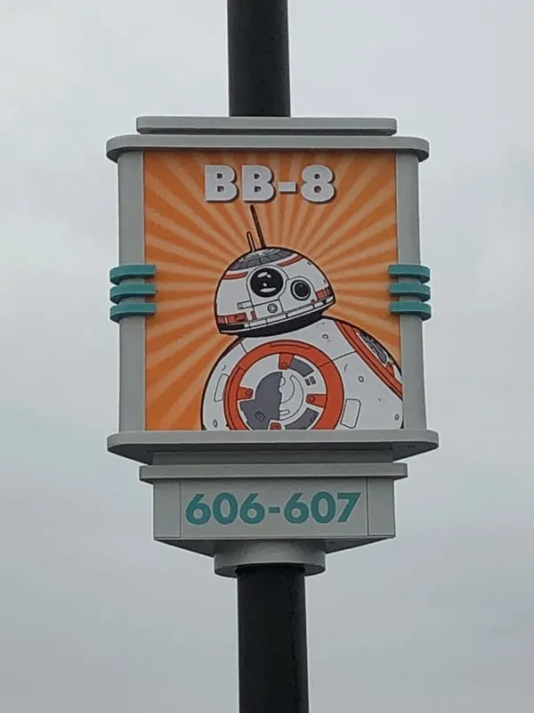 New Hollywood Studios Character Signs in Parking Lot BB8