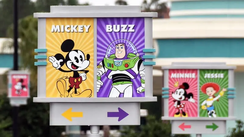 New Hollywood Studios Character Signs in Parking Lot Mickey Mouse and Buzz Lightyear