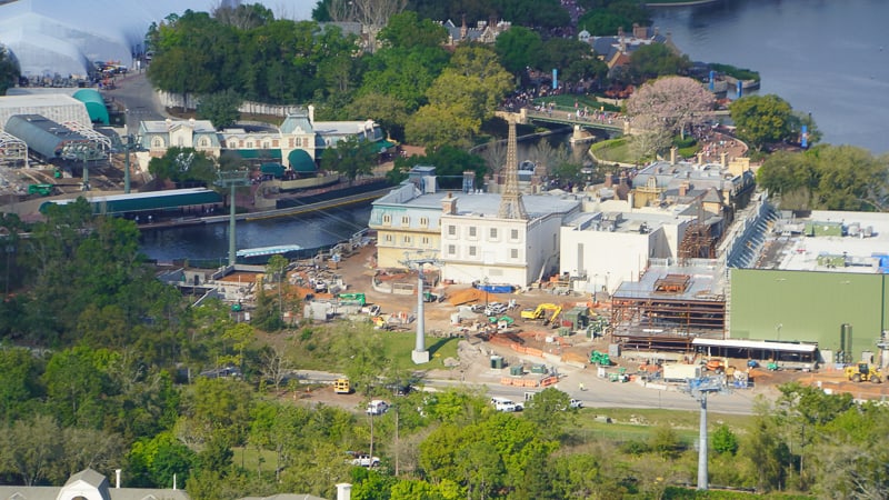 Remy's Ratatouille Adventure construction aerial shot