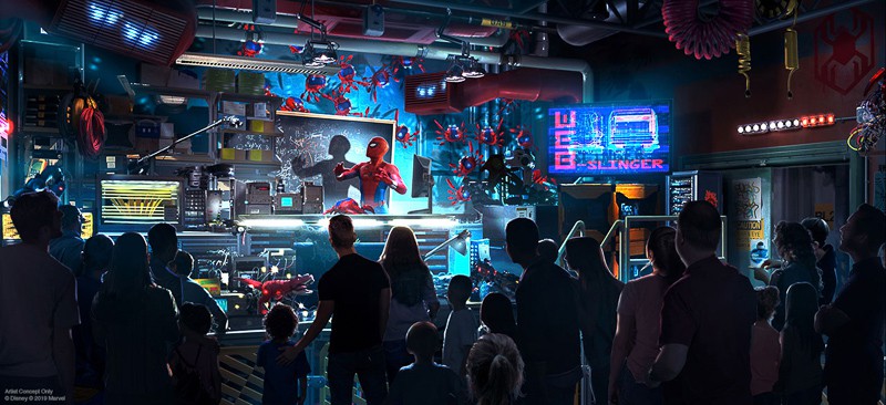 Spider-Man Ride Disney California Adventure concept art spider bots