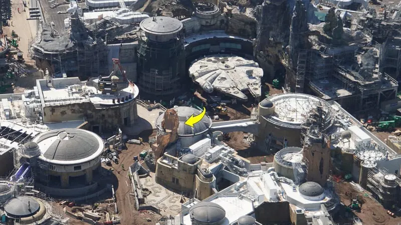 Star Wars Galaxy's Edge Construction Update March scrim aerial shot