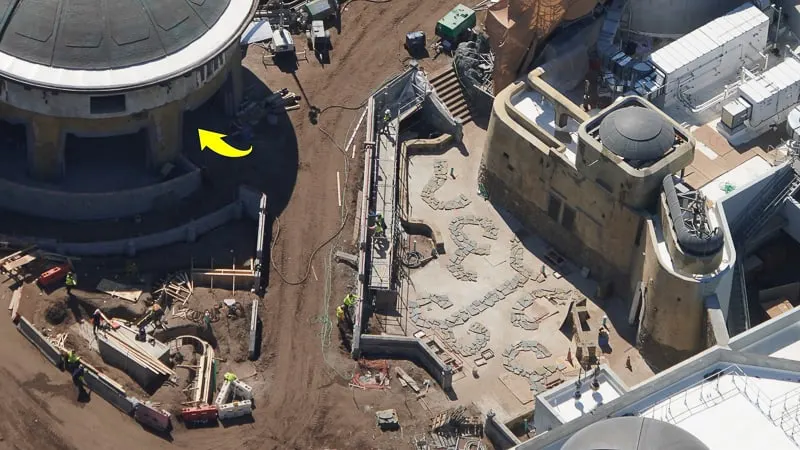 Star Wars Galaxy's Edge Construction Update March work on Side of building
