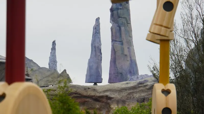 Star Wars Galaxy's Edge Construction Update March rock spires missing bottom