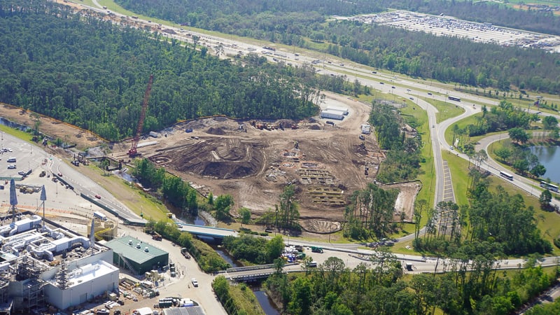 Star Wars Hotel construction update March 2019 foundation in place