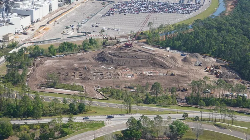 Star Wars Hotel construction update March 2019 installation of building foundation