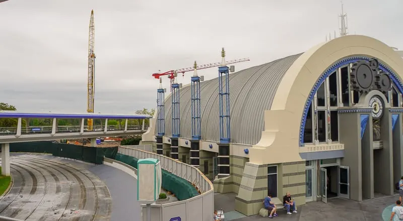 Tron Roller Coaster Construction Update March 2019 construction cranes