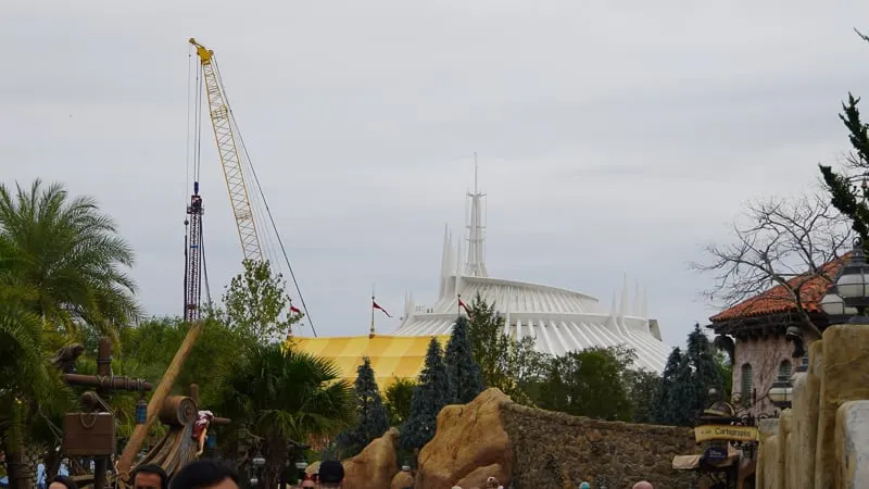 Tron Roller Coaster Construction Update March 2019 cranes from Gaston's