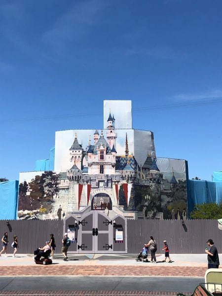 Disneyland Castle Refurb April outside the walls