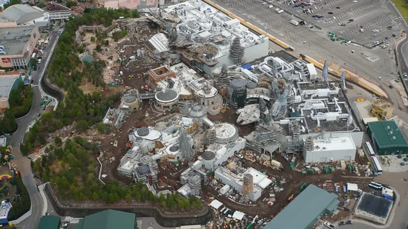 Star Wars Galaxy's Edge Construction Update April 2019 aerial shot