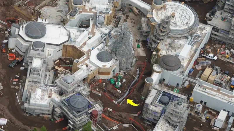 Star Wars Galaxy's Edge Construction Update April 2019 electric conduit in floor