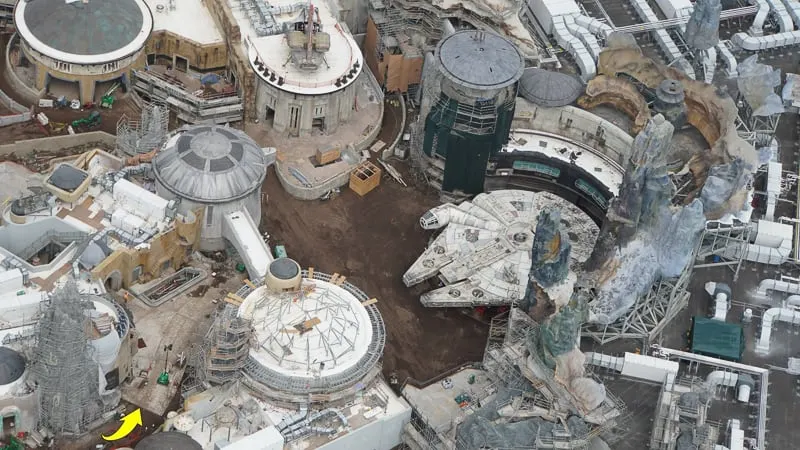 Star Wars Galaxy's Edge Construction Update April 2019 Outside the Millennium Falcon