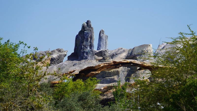 Star Wars Galaxy's Edge Construction Update April 2019 rocks on top of Rise of the Resistance