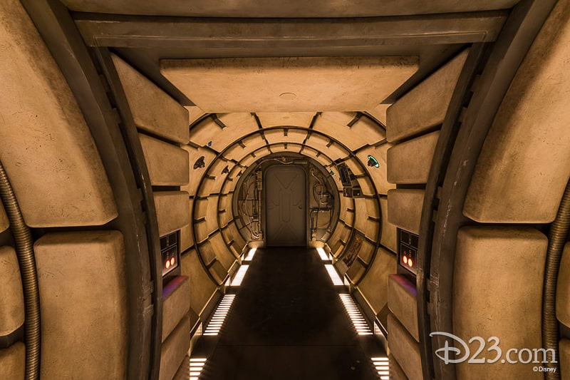 Inside the Millennium Falcon D23 Star Wars Galaxy's Edge Photos Theming Details