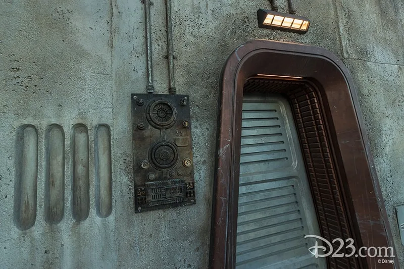 D23 Star Wars Galaxy's Edge Photos Theming Details Door