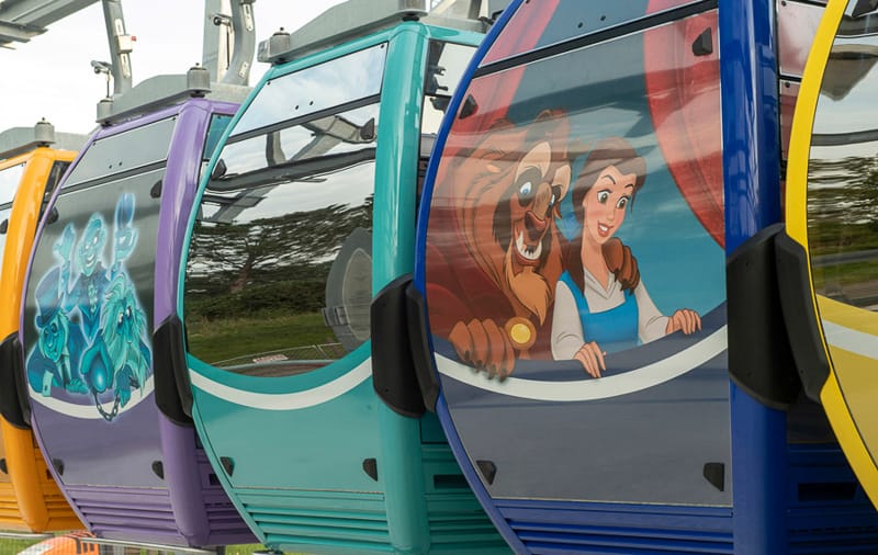 Disney Skyliner Gondolas Disney-themed first look