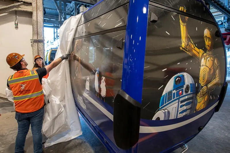Disney Skyliner Gondolas Disney-themed first look Star Wars