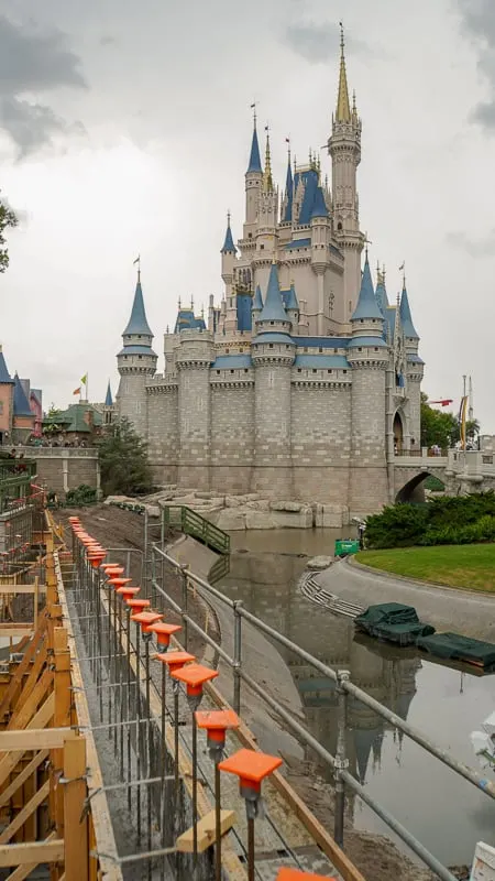 Cinderella Castle Pathway widening Magic Kingdom May 2019 retention wall concrete