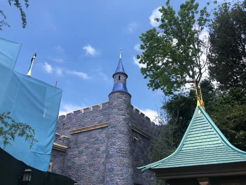 the back of sleeping beauty castle in Disneyland 