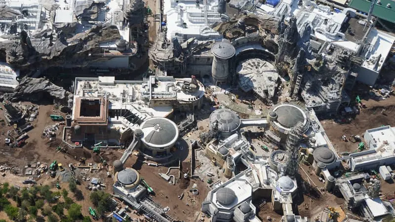 Star Wars Galaxy's Edge Construction Updates May 2019 Black Spire Outpost aerial
