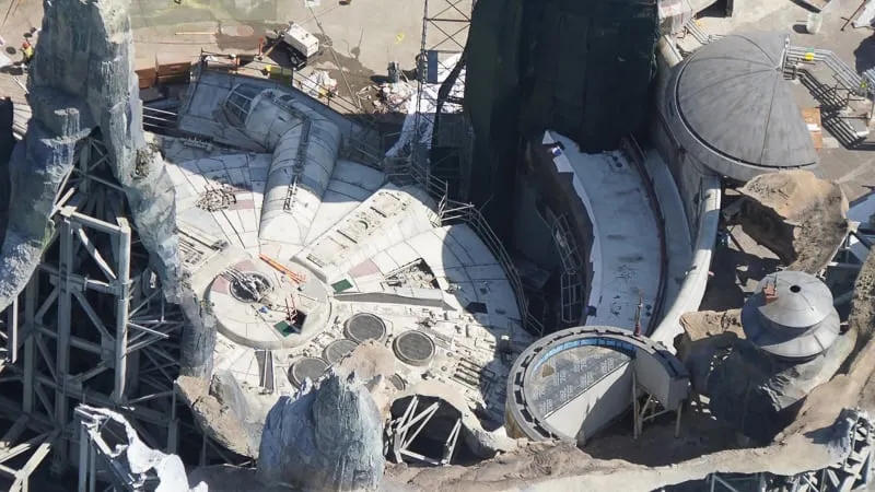 Star Wars Galaxy's Edge Construction Updates May 2019 Millennium Falcon close