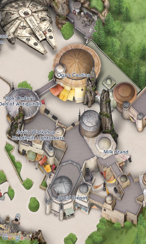 Star Wars Galaxy's Edge Map Disneyland App Oga's Cantina