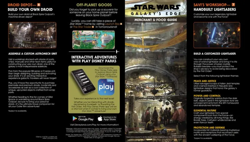 Star Wars Galaxy's Edge Merchant and Food Guide